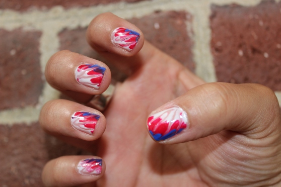 Red White and Blue Tie Dye Nails
